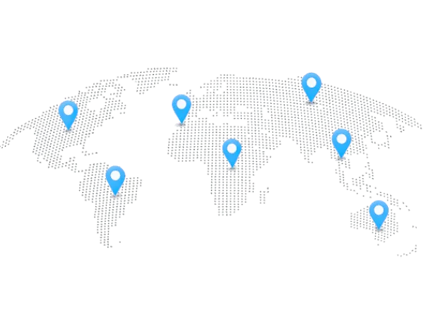 World map with location pins